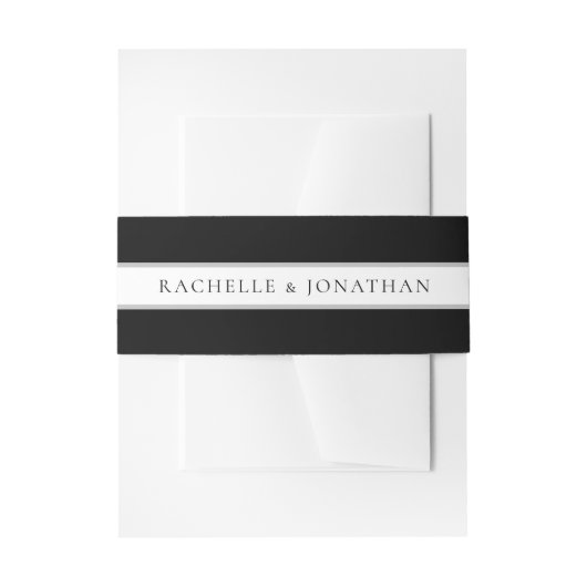 Chic Black en White Simple Wedding Uitnodigingen Wikkel (Voorkant Voorbeeld)