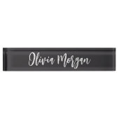 Chic Black en White Sketting Cursive Script Name Naambordje (Voorkant)