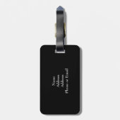Chic Black en White Stripe Gold Monogram Bagagelabel (Achterkant verticaal)