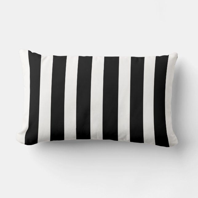 Chic Black en White Striped Cushion Kussen (Voorkant)