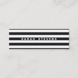 Chic Black en White Striped Modern Salon & Spa Mini Visitekaartje