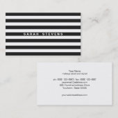Chic Black en White Striped Modern Salon & Spa Visitekaartje (Voorkant / Achterkant)