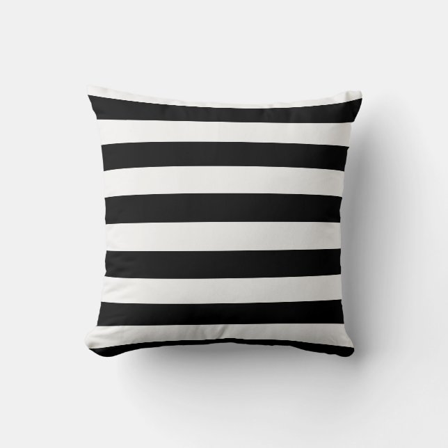 Chic Black en White Stripes Kussen (Voorkant)