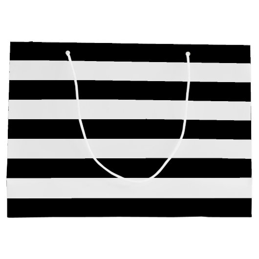 Chic Black en White Stripes Large Cadeautasje (Achterkant)