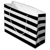 Chic Black en White Stripes Large Cadeautasje (Achterkant Gekanteld)