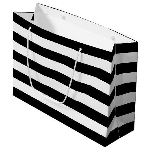Chic Black en White Stripes Large Cadeautasje (Voorkant Gekanteld)