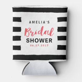 Chic Black en White Stripes Red Vrijgezellenfeest Blikjeskoeler