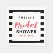 Chic Black en White Stripes Red Vrijgezellenfeest Servetten (Voorkant)