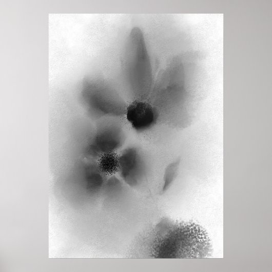 Chic Black en White Twin Flowers Painting Poster (Voorkant)