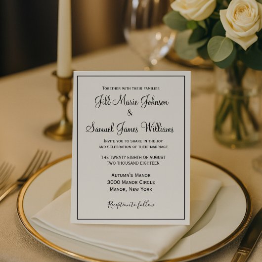 Chic Black en White Wedding Kaart