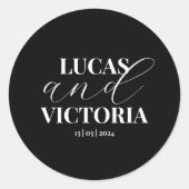 Chic Black en White Wedding Ronde Sticker (Voorkant)