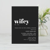 Chic Black en White Wifey to be Vrijgezellenfeest Kaart (Staand voorkant)