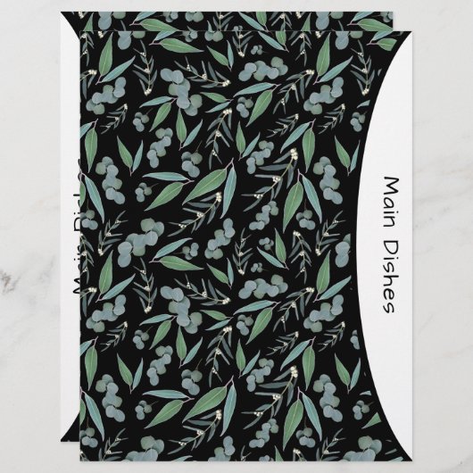 Chic Black Eucalyptus Greenery Recipe Divider Page (Voorkant / Achterkant)