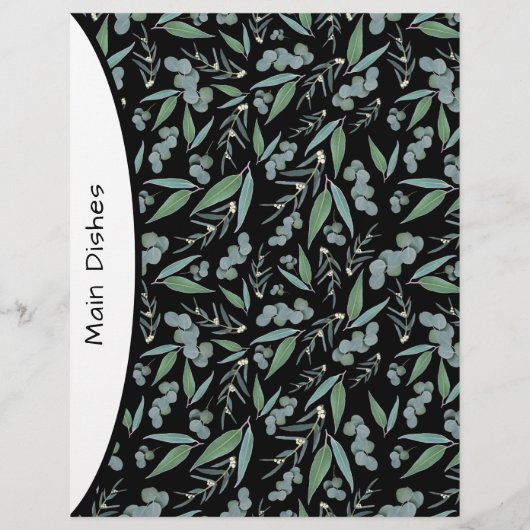 Chic Black Eucalyptus Greenery Recipe Divider Page (Achterkant)