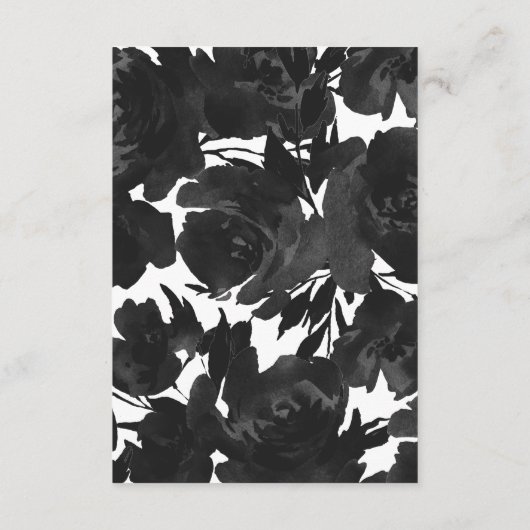 Chic Black Floral met Calligrafie Wedding Informatiekaartje (Achterkant)