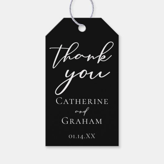 Chic Black Formal Wedding Favoriet Cadeaulabel (Voorkant)