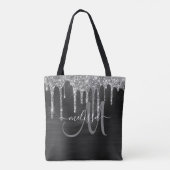 Chic Black, geborsteld Metaal, zilver Glitter Driv Tote Bag (Achterkant)