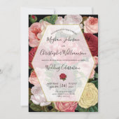 Chic Black Geometric  Rozen Floral Wedding Kaart (Voorkant)