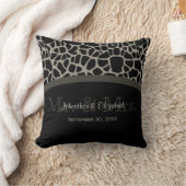 Chic Black Giraffe Wedding Elegant Monogram Kussen (Deken)