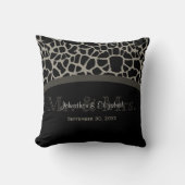 Chic Black Giraffe Wedding Elegant Monogram Kussen (Voorkant)