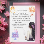 Chic Black Girl 13th Birthday Party Invitation | G Kaart