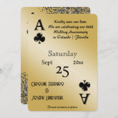 Chic Black Glitter & Ace of Clubs Bewaar de datum Kaart (Voorkant / Achterkant)