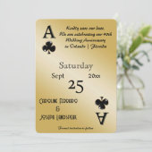 Chic Black Glitter & Ace of Clubs Bewaar de datum Kaart (Staand voorkant)