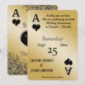 Chic Black Glitter & Ace of Hearts Bewaar de datum Kaart (Voorkant / Achterkant)