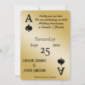 Chic Black Glitter & Ace of Spades Opslaan van de  Kaart (Voorkant)