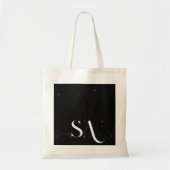 Chic Black Glitter Canvas tas met Initialen (Voorkant)