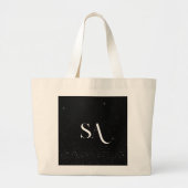 Chic Black Glitter Canvas tas met Initialen (Voorkant)