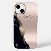 Chic Black Glitter Roos Gold Monogram Case-Mate iPhone Case (Achterkant)