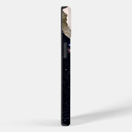 Chic Black Glitter Roos Gold Monogram Case-Mate iPhone Case (Achterkant / Rechts)