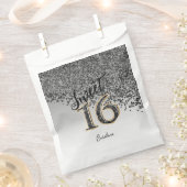 Chic Black Glitter Sweet 16 verjaardag Bedankzakje (Geknipt)