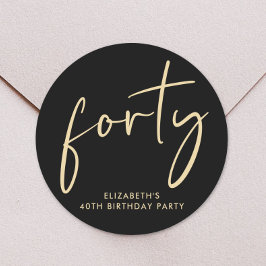 Chic Black Gold 40e verjaardagsfeestje Ronde Sticker