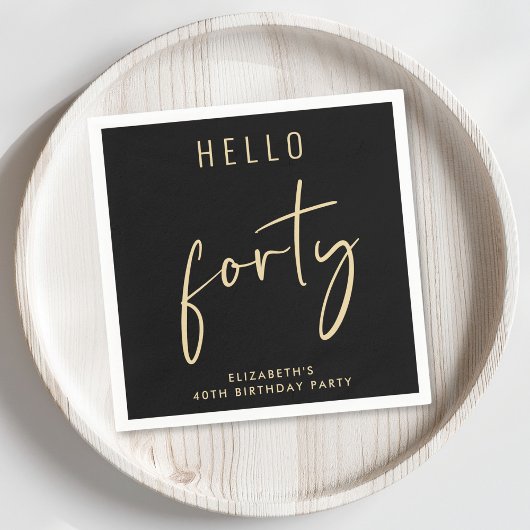 Chic Black Gold 40e verjaardagsfeestje Servet