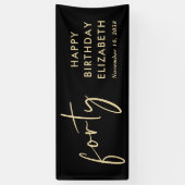 Chic Black Gold 40e verjaardagsfeestje Spandoek (Verticaal)