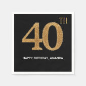 Chic Black Gold 40th Birthday Paper Napkin Servet (Voorkant)