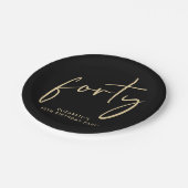 Chic Black Gold 40th Birthday Party Papieren Bordje (Gekanteld)