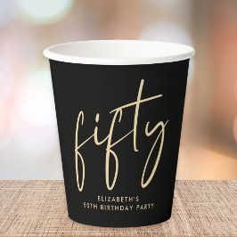 Chic Black Gold 50e verjaardagsfeestje Papieren Bekers
