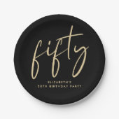 Chic Black Gold 50e verjaardagsfeestje Papieren Bordje (Voorkant)