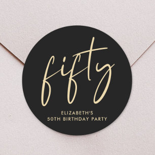 Chic Black Gold 50e verjaardagsfeestje Ronde Sticker
