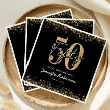 Chic Black Gold 50th Feestservetten