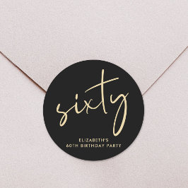Chic Black Gold 60ste Verjaardagsfeest Ronde Sticker