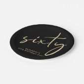Chic Black Gold 60th Birthday Party Papieren Bordje (Gekanteld)