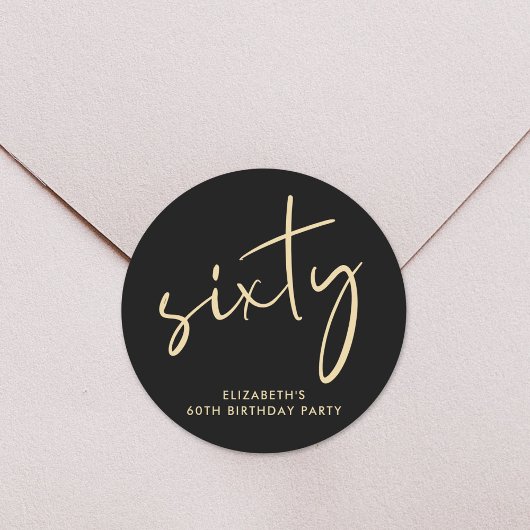 Chic Black Gold 60th Birthday Party Ronde Sticker