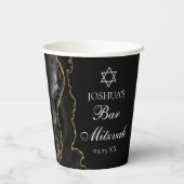 Chic Black Gold Agate Bar Mitswa Party Papieren Bekers (Achterkant)