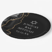 Chic Black Gold Agate Bar Mitswa Party Papieren Bordje (Gekanteld)