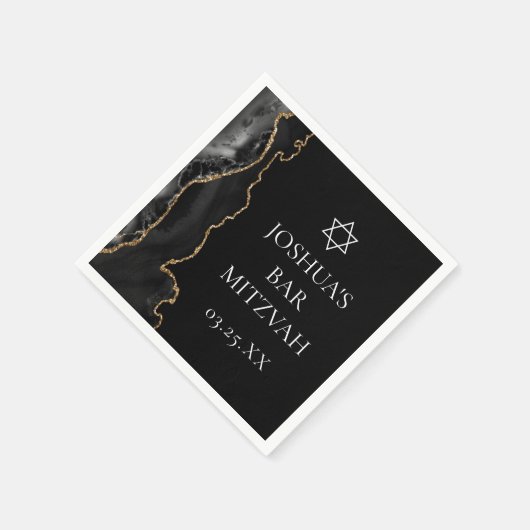 Chic Black Gold Agate Bar Mitswa Party Servet (Hoek)