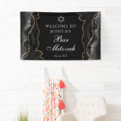 Chic Black Gold Agate Bar Mitswa Party Spandoek (Insitu)